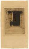 Artist: TRAILL, Jessie | Title: Le portail, St. Maclou [the portal, St. Maclou] | Date: 1927 | Technique: etching, printed in colour, from two plates