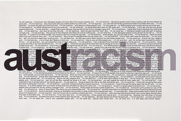 Artist: b'Ah Kee, Vernon.' | Title: b'Austracism' | Date: 2003 | Technique: b'digital print, printed in colour'