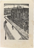 Artist: b'Lewis, Aletta.' | Title: b'not titled [London street scene]' | Date: c.1931 | Technique: b'wood-engraving, printed in black ink, from one block'