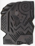 Artist: b'Rees, Ann Gillmore.' | Title: b'not titled [abstract design]' | Date: c.1942 | Technique: b'engraved linoblock mounted on plywood'