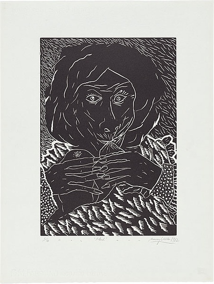 Artist: b'WALKER, Murray' | Title: b'Flesh.' | Date: 1982 | Technique: b'linocut, printed in black ink, from one block'