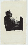 Artist: b'AMOR, Rick' | Title: b'[old man]' | Date: 1984 | Technique: b'linocut, printed in black ink, from one block' | Copyright: b'\xc2\xa9 Rick Amor. Licensed by VISCOPY, Australia.'