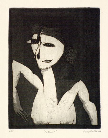 Artist: b'BALDESSIN, George' | Title: b'Portrait.' | Date: 1966 | Technique: b'etching, drypoint and aquatint, printed in black ink, from one plate'