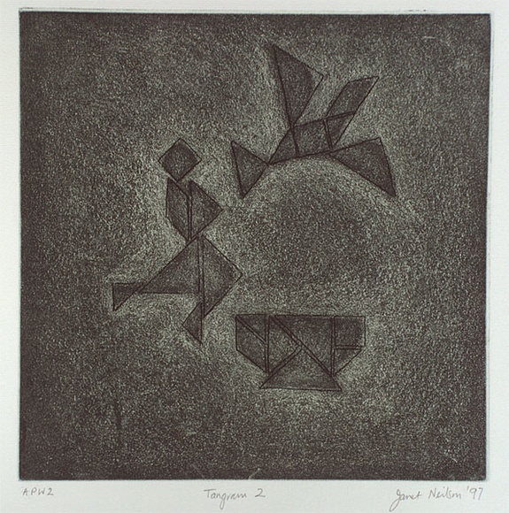 Artist: Neilson, Janet. | Title: Tangram 2 | Date: 1997 | Technique: etching and aquatint, printed in dark green ink, from one plate