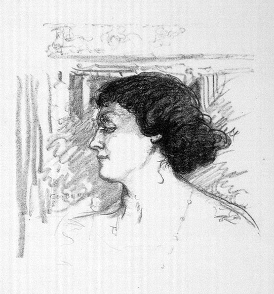 Artist: b'Conder, Charles.' | Title: b'Portrait of Mrs Florence Humphrey.' | Date: 1901 | Technique: b'transfer-lithograph, printed in black ink, from one stone'