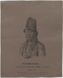 Artist: b'Rodius, Charles.' | Title: b'King Bungaree, Chief of the Broken-Bay tribe, N.S. Wales. Died 1832.' | Date: 1834 | Technique: b'chalk-lithograph, printed in black ink, from one stone; highlights in brush and white gouache'