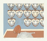 Artist: b'Kossatz, Les.' | Title: b'Trophy room' | Date: 1975 | Technique: b'offset-lithograph, printed in colour, from multiple plates' | Copyright: b'\xc2\xa9 Les Kossatz. Licensed by VISCOPY, Australia'