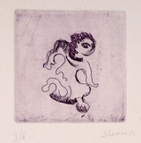 Artist: SHEARER, Mitzi | Title: Indian dancer | Date: 1982 | Technique: etching, printed in claret with plate-tone, from one  plate