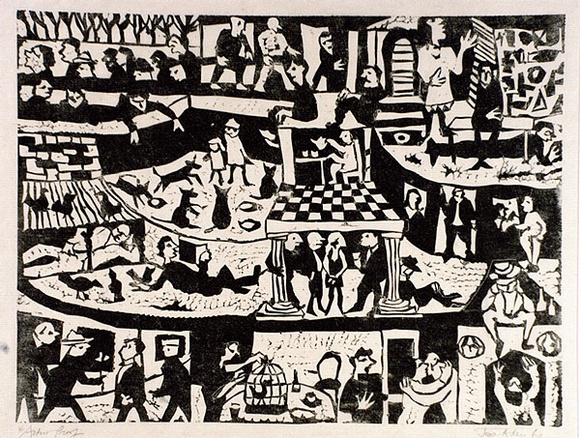 Artist: b'Allen, Joyce.' | Title: b'Within a week.' | Date: 1969 | Technique: b'linocut, printed in black ink, from one block'