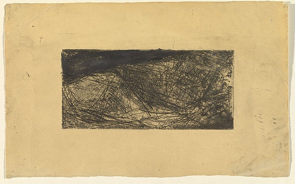 Artist: b'Halpern, Stacha.' | Title: b'not titled [Abstraction]' | Date: 1958 | Technique: b'etching, printed in black ink, from one plate; chalk additions'