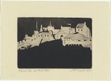 Artist: b'TRAILL, Jessie' | Title: b'Floodlit Edinburgh Castle.' | Date: 1939 | Technique: b'aquatint and etching, printed in black ink, from one plate'