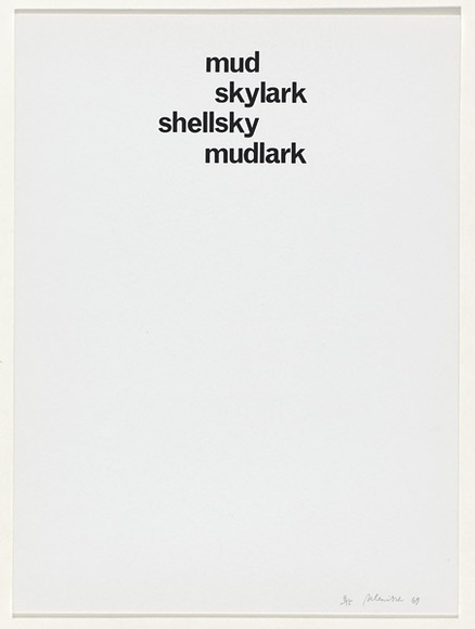 Artist: b'SELENITSCH, Alex' | Title: b'mudlark' | Date: 1969 | Technique: b'screenprint, printed in black ink,  from one screen'