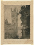 Artist: LONG, Sydney | Title: The Victorian Tower | Date: c.1919 | Technique: softground etching and aquatint | Copyright: Reproduced with the kind permission of the Ophthalmic Research Institute of Australia