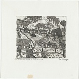 Artist: b'Kennedy, Roy.' | Title: b'Settling down to mission life' | Date: 2001 | Technique: b'etching, printed in black ink, from one plate'