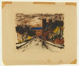 Artist: b'LAWRENCE, George' | Title: b'Cathedral' | Date: 1950s | Technique: b'monotype, printed in colour, from one plate'