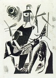 Artist: b'French, Len.' | Title: b'(Don Quixote).' | Date: (1955) | Technique: b'lithograph, printed in black ink, from one plate' | Copyright: b'\xc2\xa9 Leonard French. Licensed by VISCOPY, Australia'