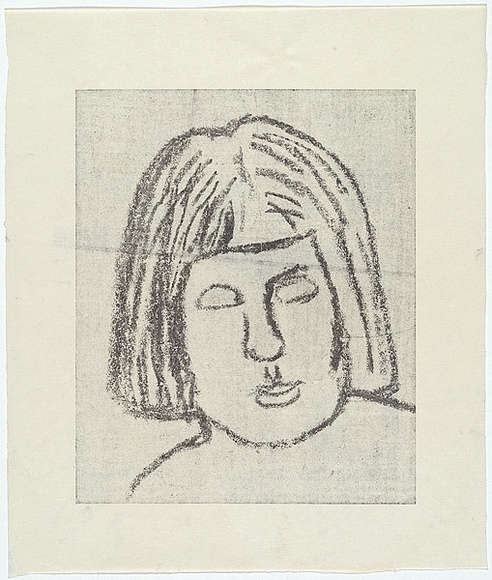 Artist: b'MADDOCK, Bea' | Title: b'Self-portrait' | Date: 1967 | Technique: b'crayon-lithograph, printed in black ink, from one paper plate'