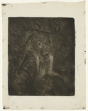 Artist: b'BOYD, Arthur' | Title: b'Kneeling nude with beast II.' | Date: (1962-63) | Technique: b'etching and aquatint, printed in black ink, from one plate' | Copyright: b'Reproduced with permission of Bundanon Trust'