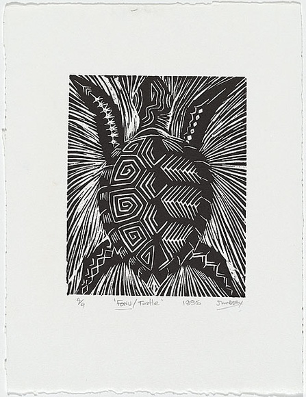 Artist: b'Lindsay (Sale), Joe.' | Title: b'Fonu / Turtle' | Date: 1995 | Technique: b'woodcut, printed in black ink, from one block'