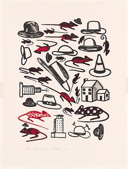 Artist: Killeen, Richard. | Title: Rats and hats | Date: 1998 | Technique: lithograph, printed in colour, from multiple stones