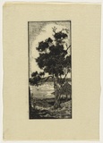 Artist: b'TRETHOWAN, Edith' | Title: b'The pagoda.' | Date: c.1932 | Technique: b'wood-engraving, printed in black ink, from one block'