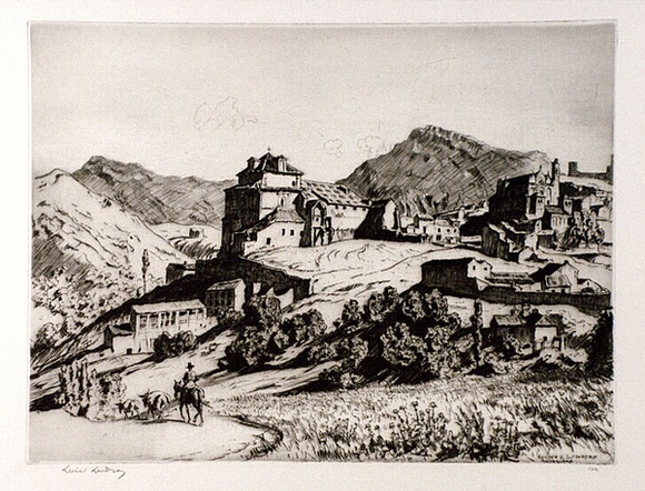 Artist: b'LINDSAY, Lionel' | Title: b'Old Antequera, Andalucia, Spain' | Date: 1929 | Technique: b'drypoint, printed in brown ink with plate-tone, from one plate' | Copyright: b'Courtesy of the National Library of Australia'