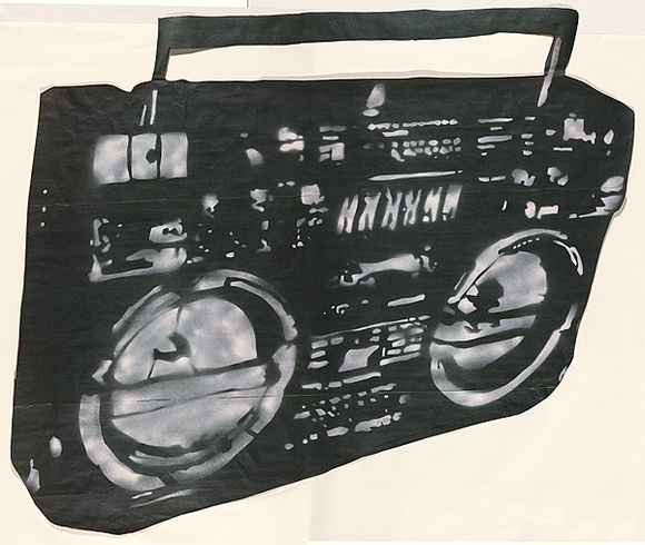 Artist: b'Rone.' | Title: b'GhettoBlaster.' | Date: 2004 | Technique: b'stencil, printed in colour, from multiple stencils'