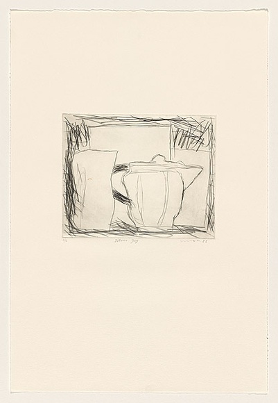 Artist: b'Lincoln, Kevin.' | Title: b'Silver jug' | Date: 1983 | Technique: b'drypoint, printed in black ink, from one perspex plate'