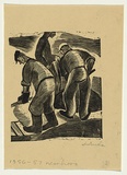 Artist: Groblicka, Lidia | Title: Workers | Date: 1956-57 | Technique: woodcut, printed in black ink, from one block