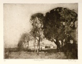 Artist: LONG, Sydney | Title: Pastoral aquatint | Date: 1921 | Technique: drypoint, aquatint printted in brown ink from one copper plate | Copyright: Reproduced with the kind permission of the Ophthalmic Research Institute of Australia