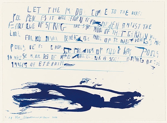 Title: b'Settevoltecieco (blue)' | Date: 2010 | Technique: b'lithograph, printed in blue ink, from one stone/plate; hand-coloured'