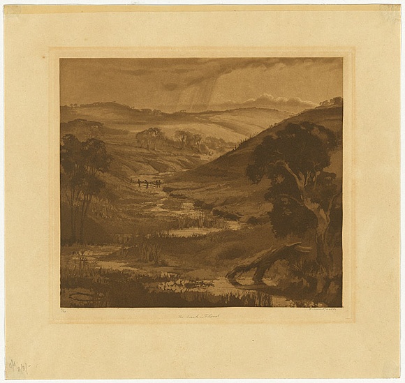Artist: van RAALTE, Henri | Title: The creek in flood | Date: c.1927 | Technique: aquatint, printed in brown ink, from one plate
