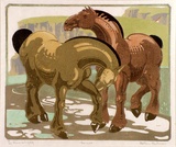 Artist: b'Palmer, Ethleen.' | Title: b'Horses' | Date: 1939 | Technique: b'linocut, printed in colour, from multiple blocks'