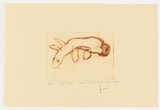 Artist: Japanangka Lewis, Paddy. | Title: Piggy-piggy | Date: 2004 | Technique: drypoint etching, printed in brown ink, from one perspex plate