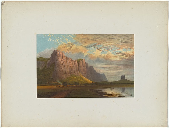 Artist: b'Chevalier, Nicholas.' | Title: b'Mount Arapiles - sunset.' | Date: 1865 | Technique: b'lithograph, printed in colour, from multiple stones'