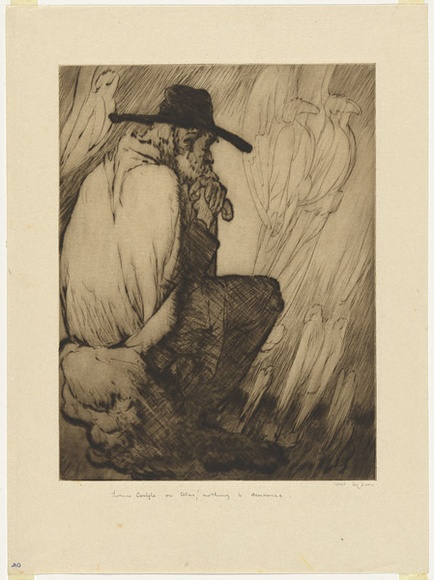 Artist: b'Dyson, Will.' | Title: b'Our immortals: Thomas Carlyle in a more perfect world regretting the absence of something to denounce.' | Date: c.1929 | Technique: b'drypoint, printed in black ink, from one plate'