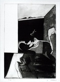 Artist: b'BALDESSIN, George' | Title: b'The cage (figure in enclosure).' | Date: 1966 | Technique: b'etching and aquatint, printed in black ink, from one plate'