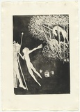 Artist: b'BOYD, Arthur' | Title: b'The lady betray the Unicorn.' | Date: 1973-74 | Technique: b'aquatint, printed in black ink, from one plate' | Copyright: b'Reproduced with permission of Bundanon Trust'