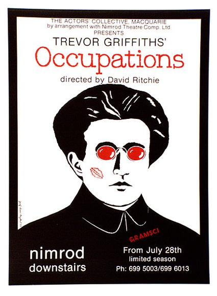 Artist: b'Stejskal, Josef Lada.' | Title: bThe Actors Collective, Macquarie ... presents Trevor Griffiths' Occupations: directed by David Richie. Nimrod downstairs. | Date: 1983 | Technique: b'offset-lithograph, printed in black ink, from one plate'