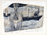 Artist: Chilcott, Gavin. | Title: Alfred Wallis and steamer in a rough sea. | Date: 1987 | Technique: lithograph, printed in colour, from multiple stones