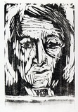 Artist: b'MACQUEEN, Mary' | Title: b'Migrant woman' | Date: 1960 | Technique: b'woodcut, printed in black ink, from one block' | Copyright: b'Courtesy Paulette Calhoun, for the estate of Mary Macqueen'