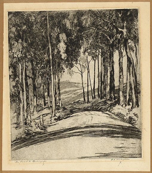 Artist: b'Darbyshire, Beatrice.' | Title: b'The road to Balingup.' | Date: c.1933 | Technique: b'etching, printed in warm black ink with plate-tone, from one copper plate'