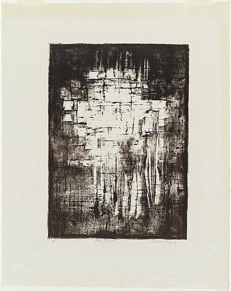 Artist: b'KING, Grahame' | Title: b'Rain Spirit I.' | Date: 1962 | Technique: b'lithograph, printed in black ink, from one plate'
