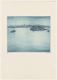 Artist: b'Rees, Lloyd.' | Title: b'Iron Cove, Sydney Harbour' | Date: 1978 | Technique: b'softground etching, printed in blue ink with plate-tone, from one zinc plate' | Copyright: b'\xc2\xa9 Alan and Jancis Rees'