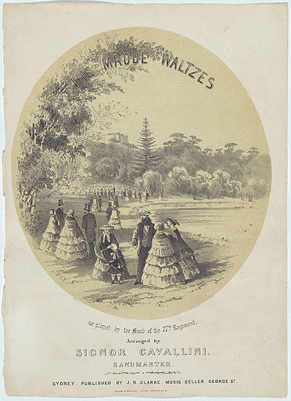 Artist: Terry, F.C. | Title: The Maude waltzes [sheet music cover]. | Date: c.1855 | Technique: lithograph, printed in colour, from two stones; touched with pencil