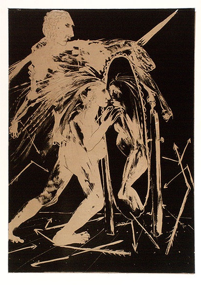 Artist: b'BOYD, Arthur' | Title: b'The Unicorn before the Emperor. [Mirror and broken arrows].' | Date: 1973-74 | Technique: b'etching and aquatint' | Copyright: b'Reproduced with permission of Bundanon Trust'