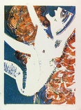 Artist: b'Stringer, John.' | Title: b'Icarus.' | Date: c.1963 | Technique: b'linocut, printed in colour, from multiple blocks'