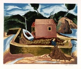 Artist: b'Sumner, Alan.' | Title: b'Man with a fishing net' | Date: 1948 | Technique: b'screenprint, printed in colour, from 16 stencils'