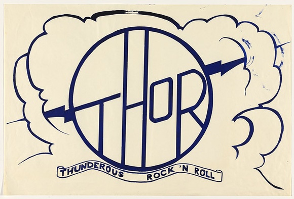 Artist: b'THOR' | Title: bThor: Thunderous rock 'n roll | Date: 1977 | Technique: b'screenprint, printed in black ink, from one stencil'