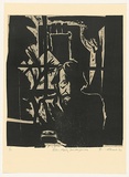 Artist: AMOR, Rick | Title: Giles Auty painter/critic. | Date: 1990 | Technique: woodcut, printed in black and grey ink, from two blocks